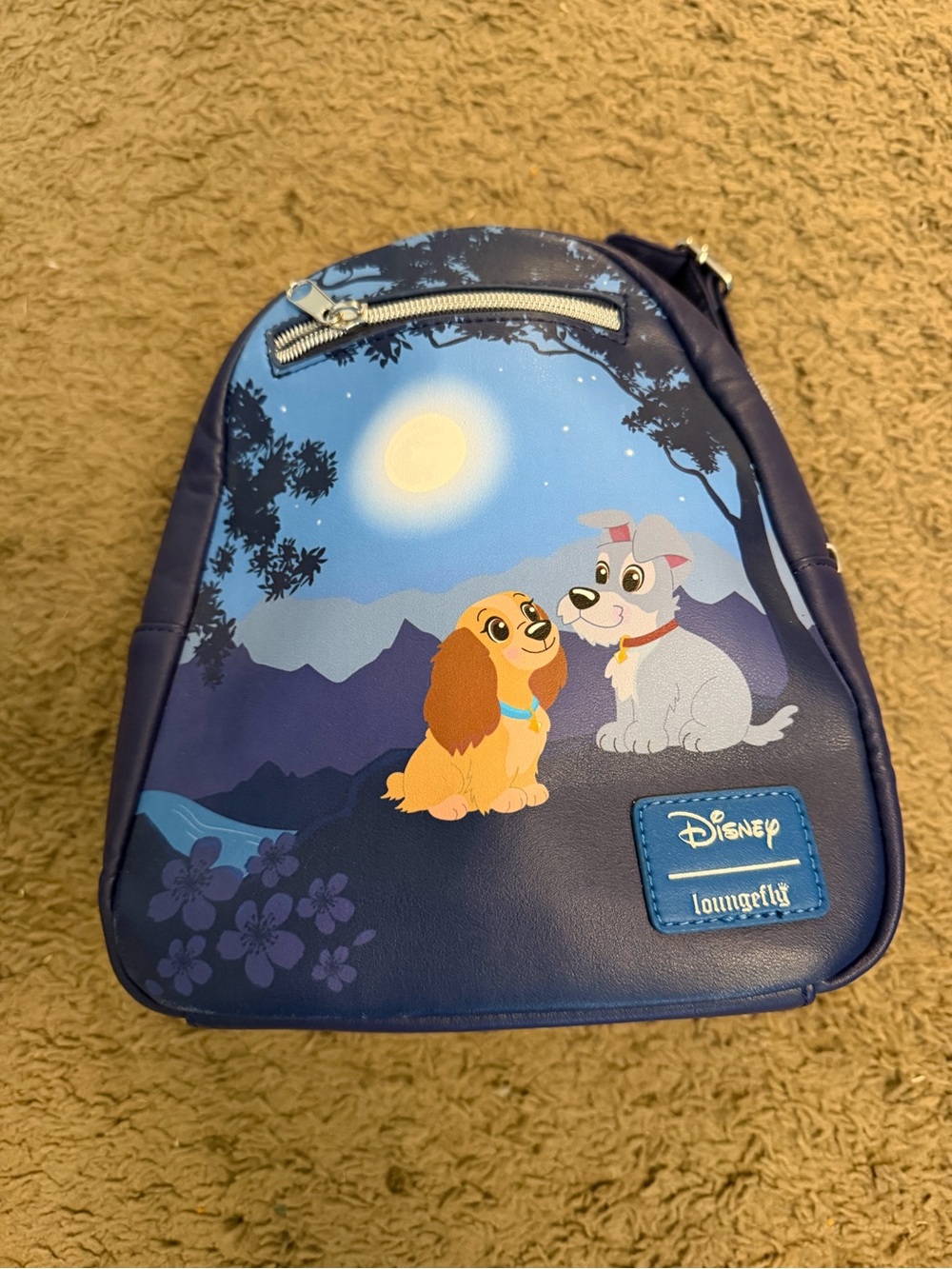 Very good condition Disney loungefly NavyLady & Tramp Mini Sling Backpack